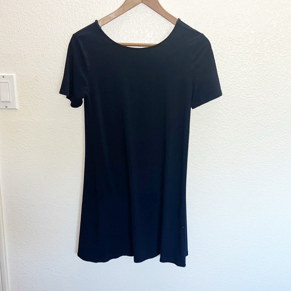 Loft Navy Blue Keyhole Tie Back Mini Short Sleeve Dress